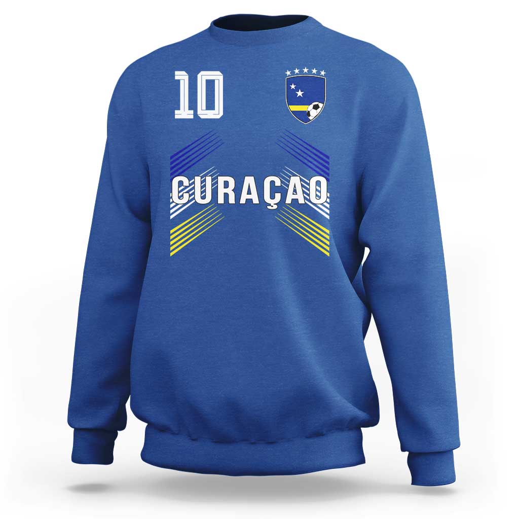 Curacao Soccer Sports Graphic Number 10 Jersey Style Sweatshirt Proud Curaçaoans Football Fans Game Day Pride