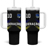 Curacao Soccer Sports Graphic Number 10 Jersey Style Tumbler With Handle Proud Curaçaoans Football Fans Game Day Pride