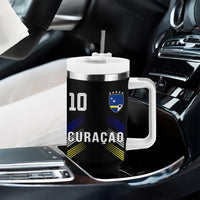 Curacao Soccer Sports Graphic Number 10 Jersey Style Tumbler With Handle Proud Curaçaoans Football Fans Game Day Pride