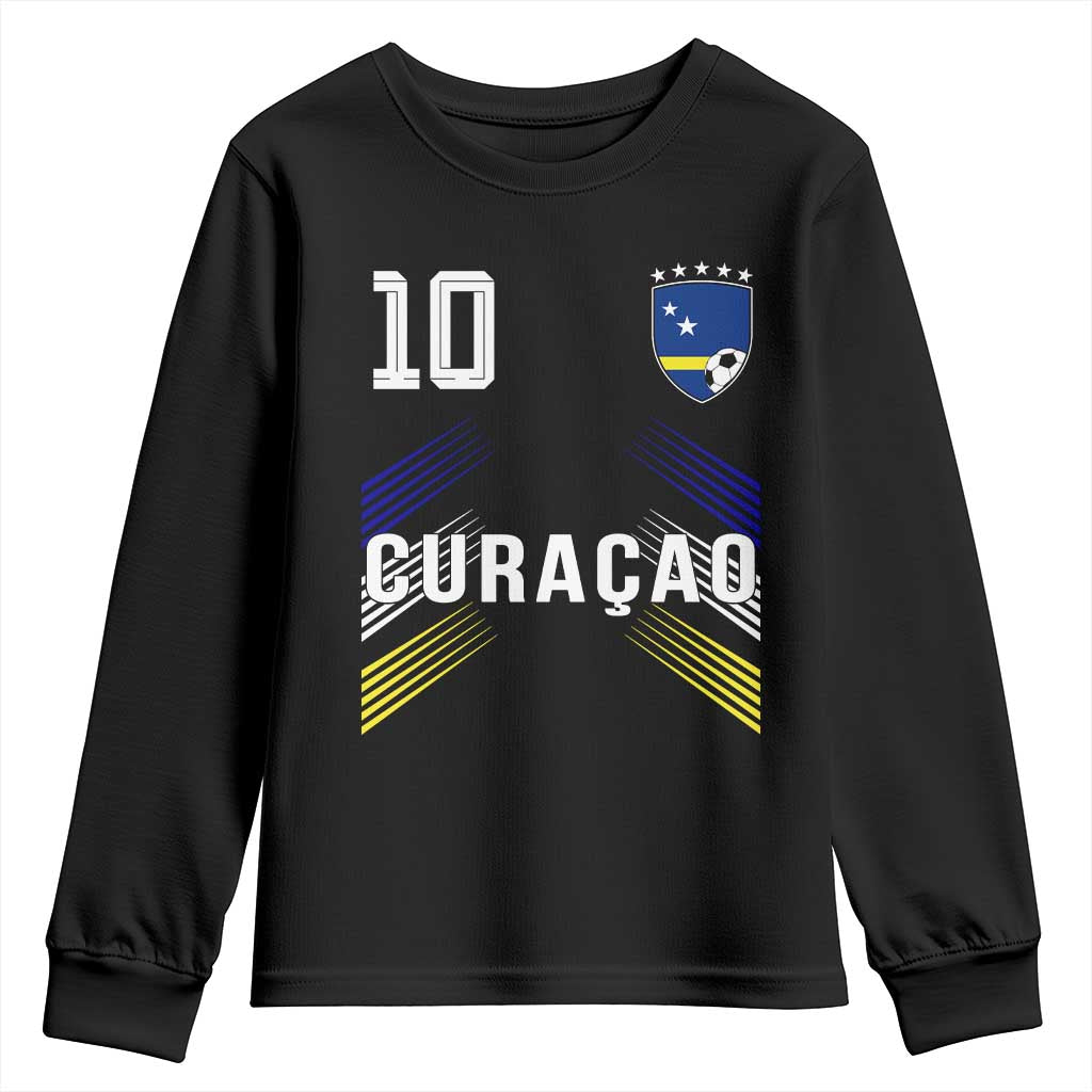 Curacao Soccer Sports Graphic Number 10 Jersey Style Youth Sweatshirt Proud Curaçaoans Football Fans Game Day Pride