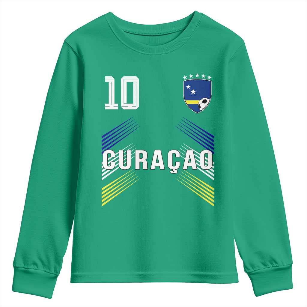 Curacao Soccer Sports Graphic Number 10 Jersey Style Youth Sweatshirt Proud Curaçaoans Football Fans Game Day Pride