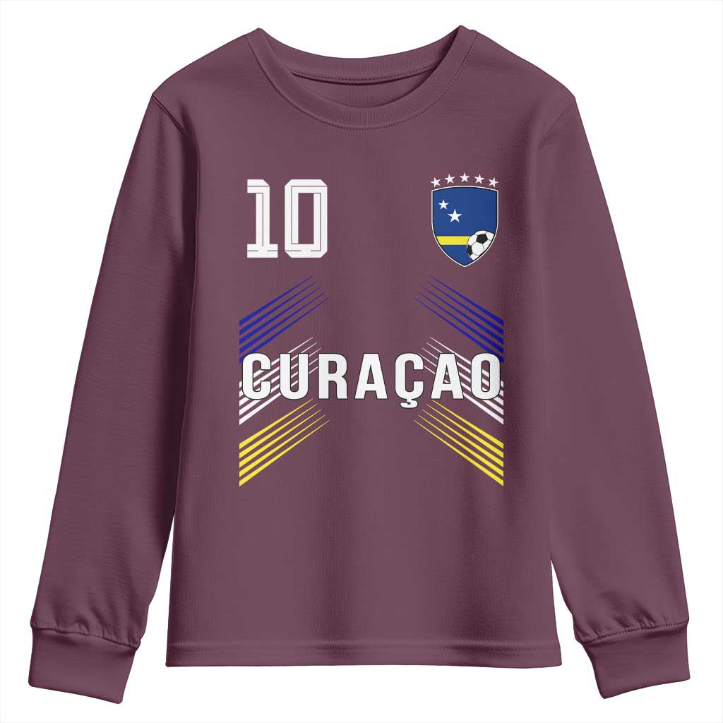Curacao Soccer Sports Graphic Number 10 Jersey Style Youth Sweatshirt Proud Curaçaoans Football Fans Game Day Pride