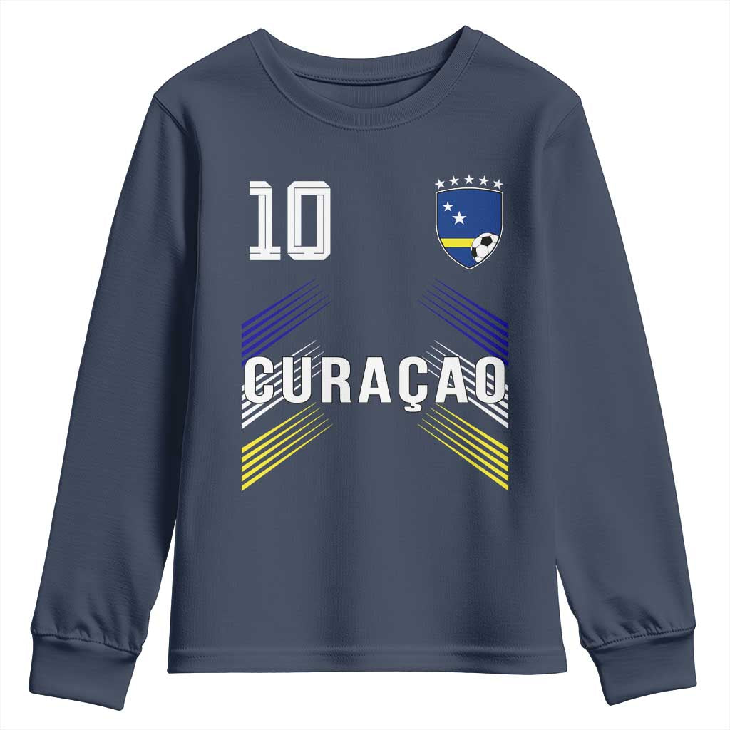 Curacao Soccer Sports Graphic Number 10 Jersey Style Youth Sweatshirt Proud Curaçaoans Football Fans Game Day Pride
