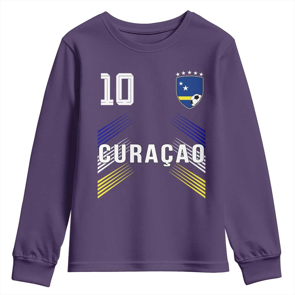 Curacao Soccer Sports Graphic Number 10 Jersey Style Youth Sweatshirt Proud Curaçaoans Football Fans Game Day Pride