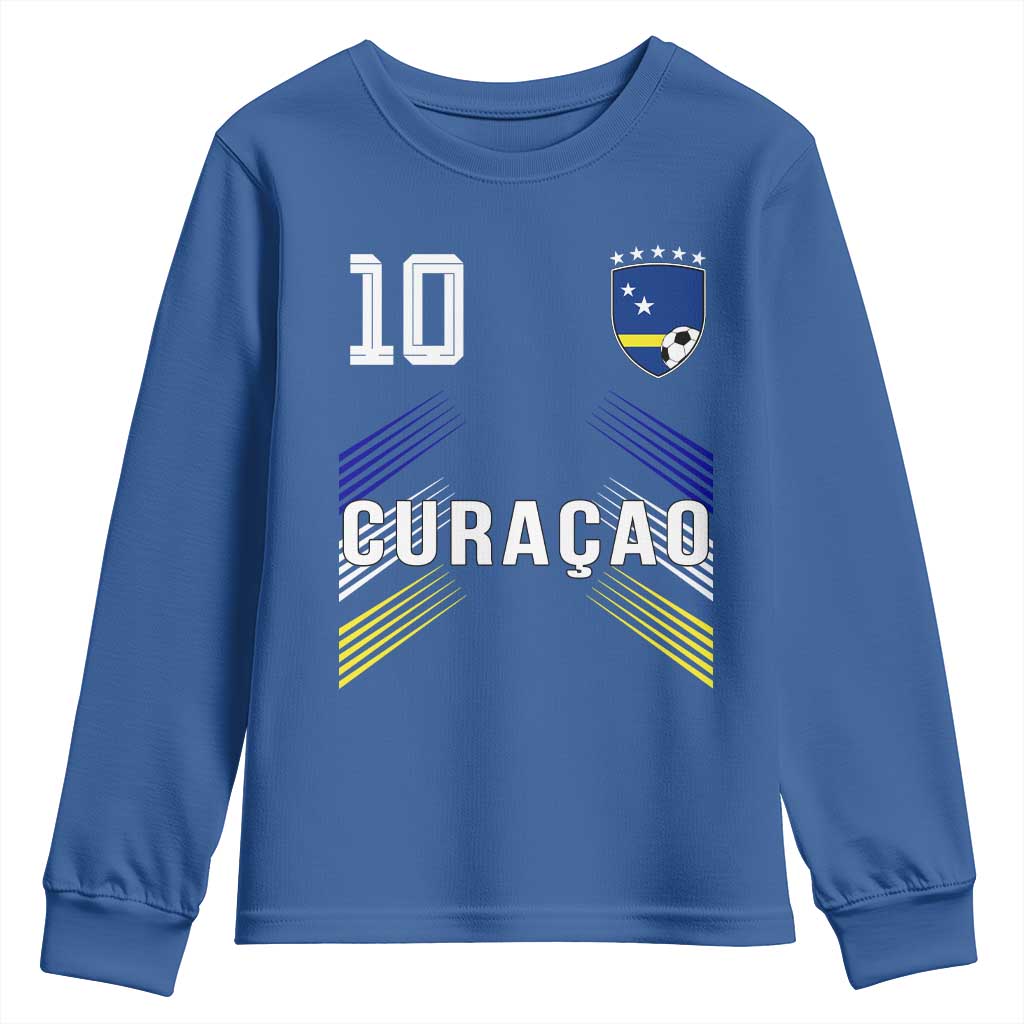 Curacao Soccer Sports Graphic Number 10 Jersey Style Youth Sweatshirt Proud Curaçaoans Football Fans Game Day Pride