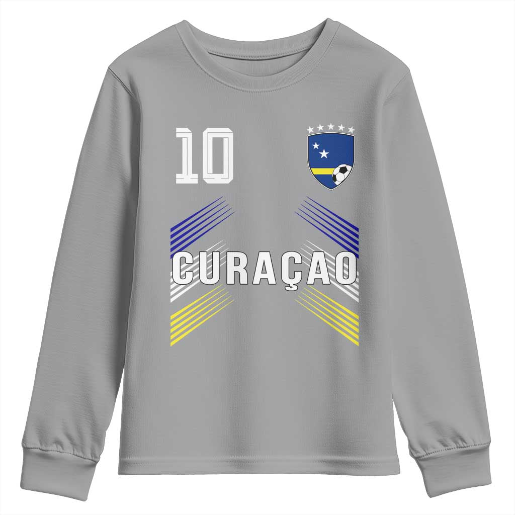Curacao Soccer Sports Graphic Number 10 Jersey Style Youth Sweatshirt Proud Curaçaoans Football Fans Game Day Pride