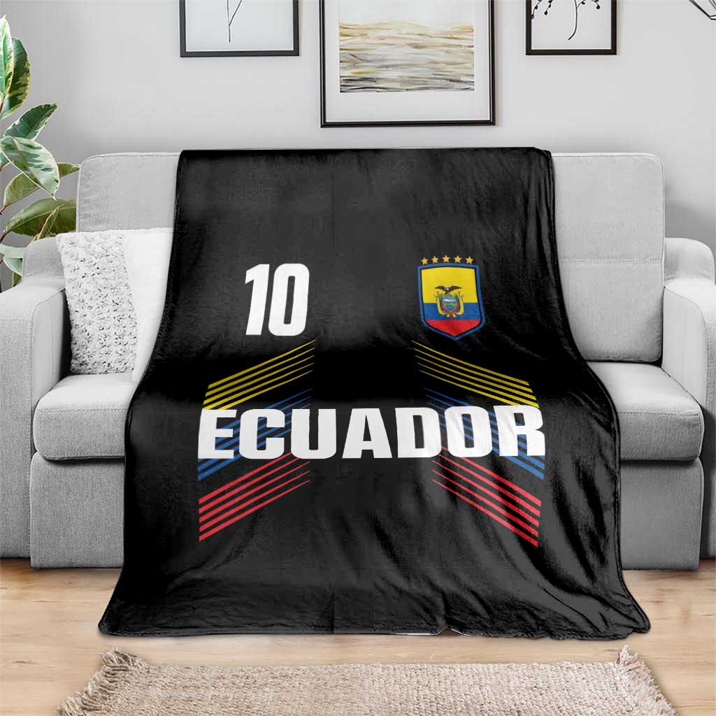 Ecuador Soccer Sports Graphic Number 10 Jersey Style Throw Blanket Proud Ecuadorian Football Fans Game Day Pride