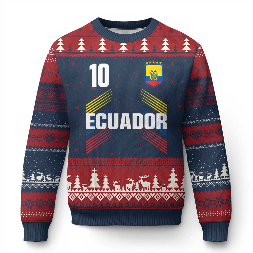 Ecuador Soccer Sports Graphic Number 10 Jersey Style Ugly Christmas Sweater Proud Ecuadorian Football Fans Game Day Pride