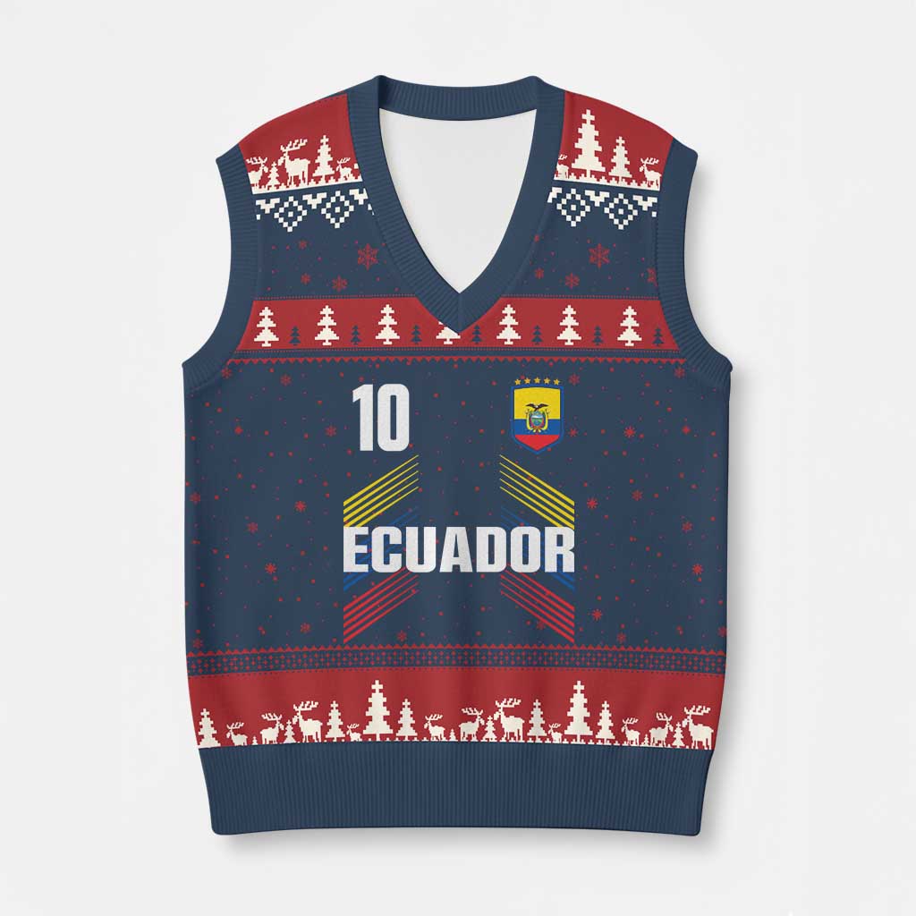 Ecuador Soccer Sports Graphic Number 10 Jersey Style V-Neck Knit Sweater Vest Proud Ecuadorian Football Fans Game Day Pride