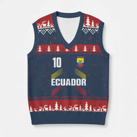 Ecuador Soccer Sports Graphic Number 10 Jersey Style V-Neck Knit Sweater Vest Proud Ecuadorian Football Fans Game Day Pride