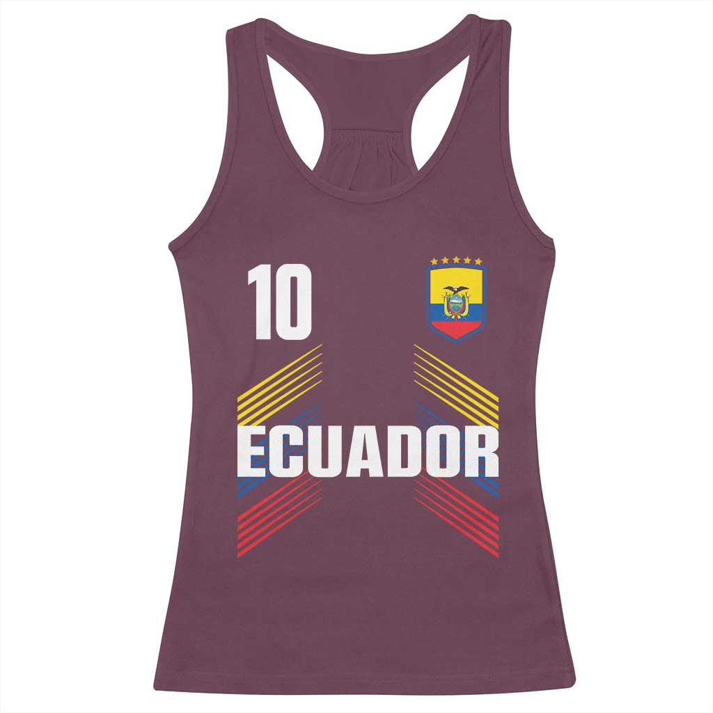 Ecuador Soccer Sports Graphic Number 10 Jersey Style Racerback Tank Top Proud Ecuadorian Football Fans Game Day Pride