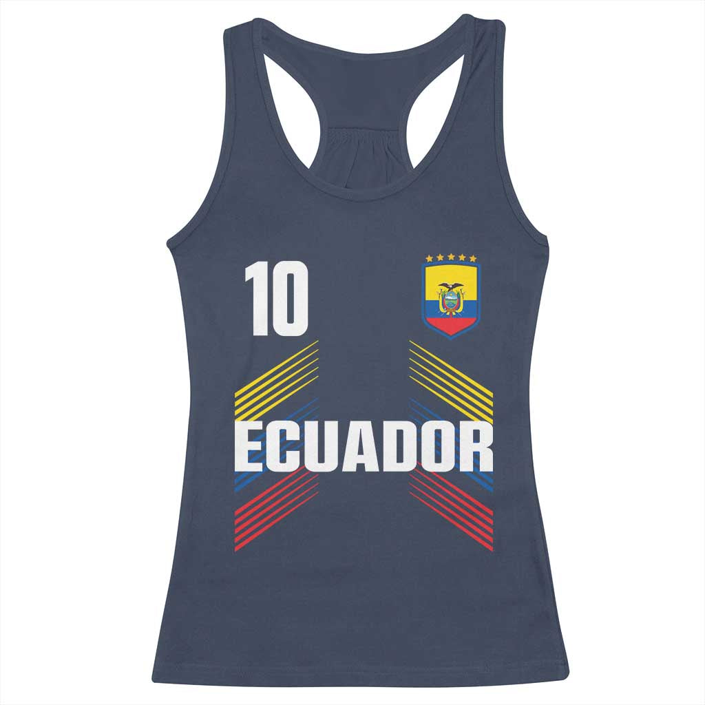 Ecuador Soccer Sports Graphic Number 10 Jersey Style Racerback Tank Top Proud Ecuadorian Football Fans Game Day Pride