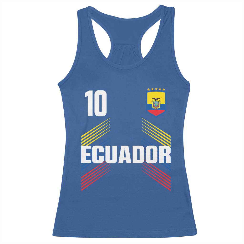 Ecuador Soccer Sports Graphic Number 10 Jersey Style Racerback Tank Top Proud Ecuadorian Football Fans Game Day Pride