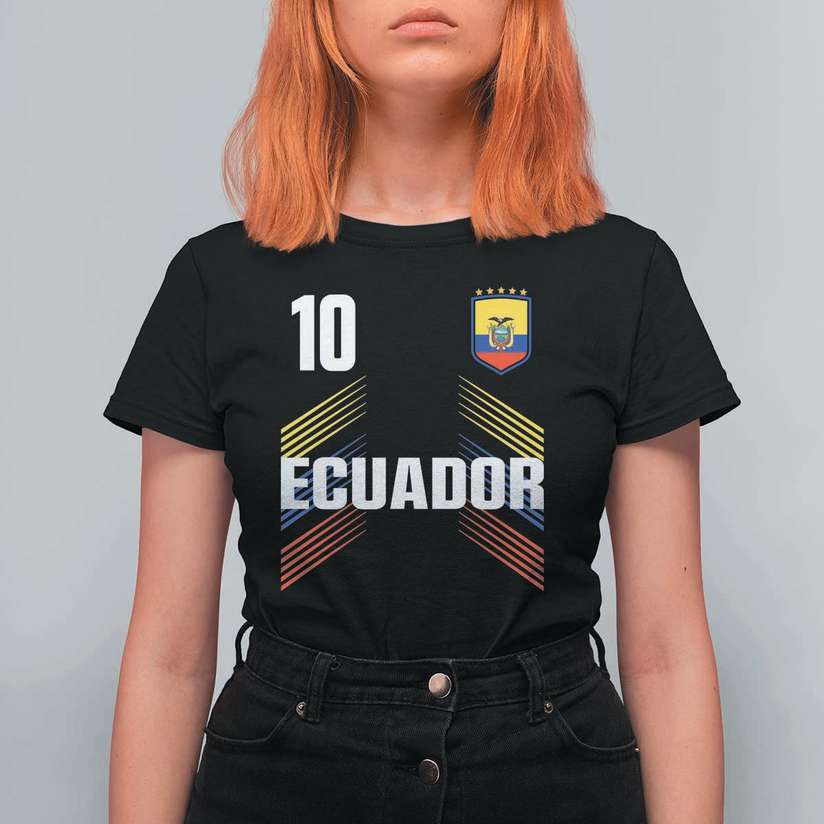 Ecuador Soccer Sports Graphic Number 10 Jersey Style T Shirt For Women Proud Ecuadorian Football Fans Game Day Pride