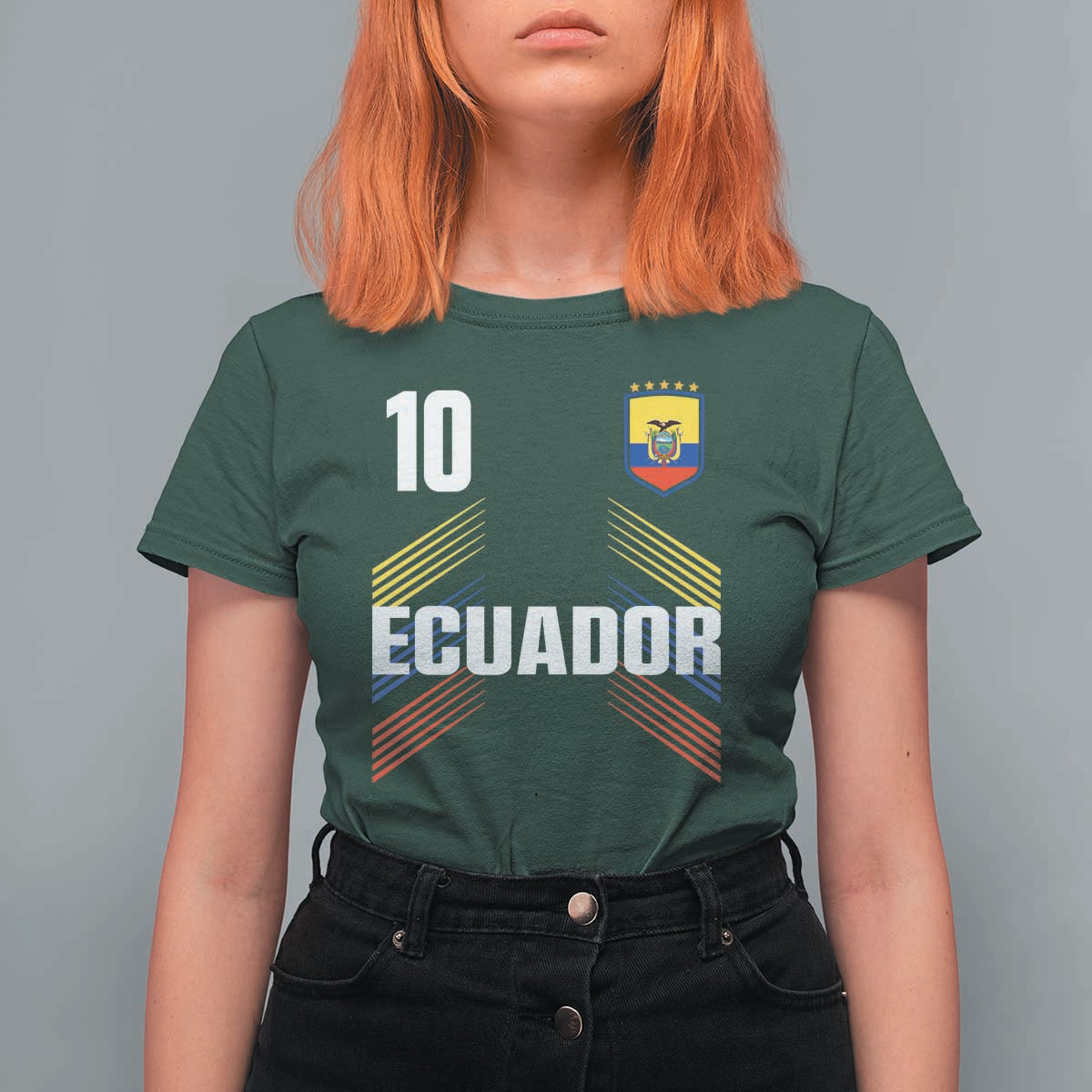 Ecuador Soccer Sports Graphic Number 10 Jersey Style T Shirt For Women Proud Ecuadorian Football Fans Game Day Pride