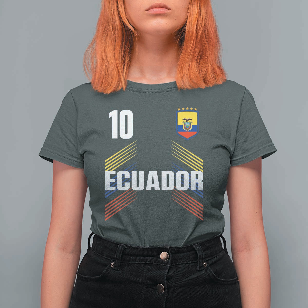 Ecuador Soccer Sports Graphic Number 10 Jersey Style T Shirt For Women Proud Ecuadorian Football Fans Game Day Pride