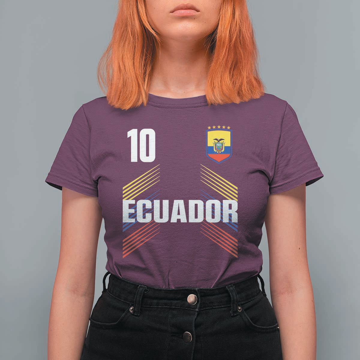 Ecuador Soccer Sports Graphic Number 10 Jersey Style T Shirt For Women Proud Ecuadorian Football Fans Game Day Pride