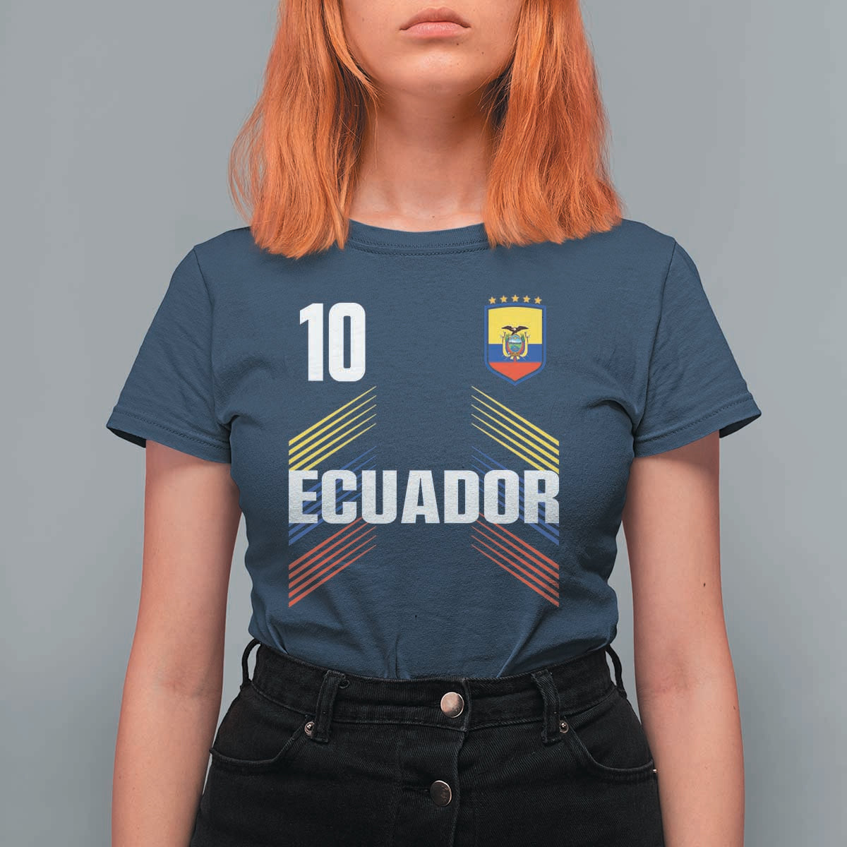 Ecuador Soccer Sports Graphic Number 10 Jersey Style T Shirt For Women Proud Ecuadorian Football Fans Game Day Pride