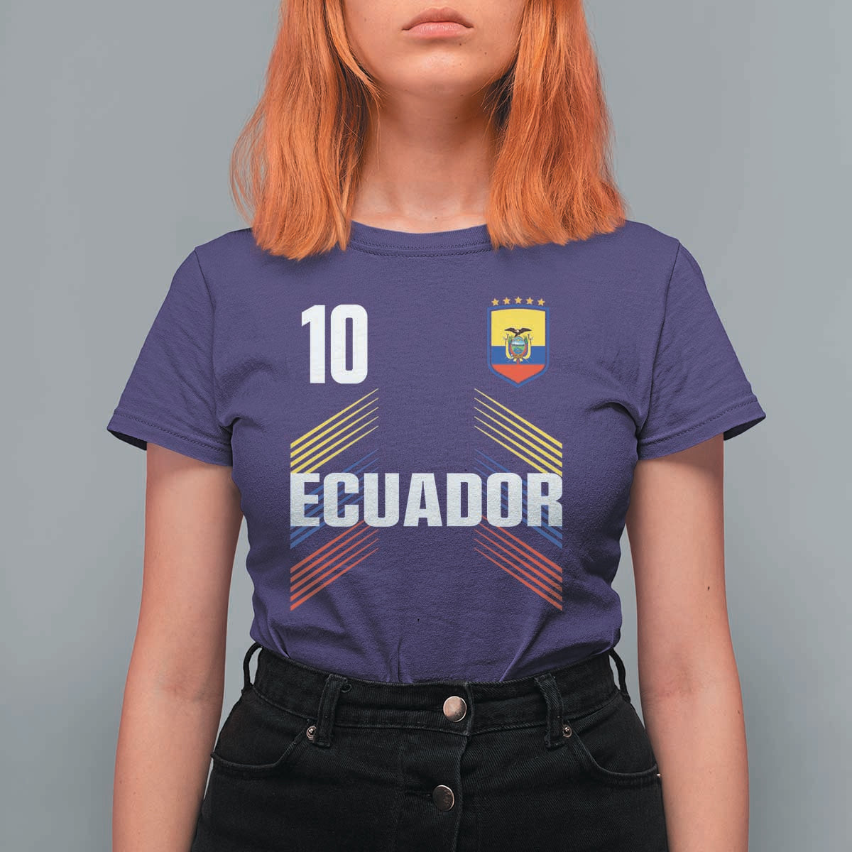 Ecuador Soccer Sports Graphic Number 10 Jersey Style T Shirt For Women Proud Ecuadorian Football Fans Game Day Pride