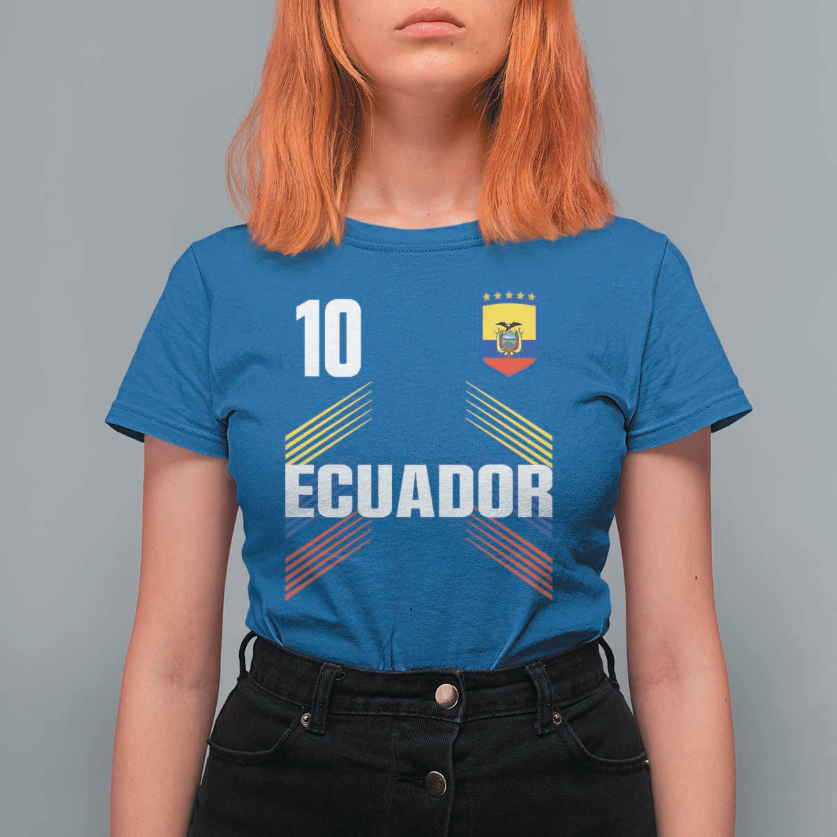 Ecuador Soccer Sports Graphic Number 10 Jersey Style T Shirt For Women Proud Ecuadorian Football Fans Game Day Pride