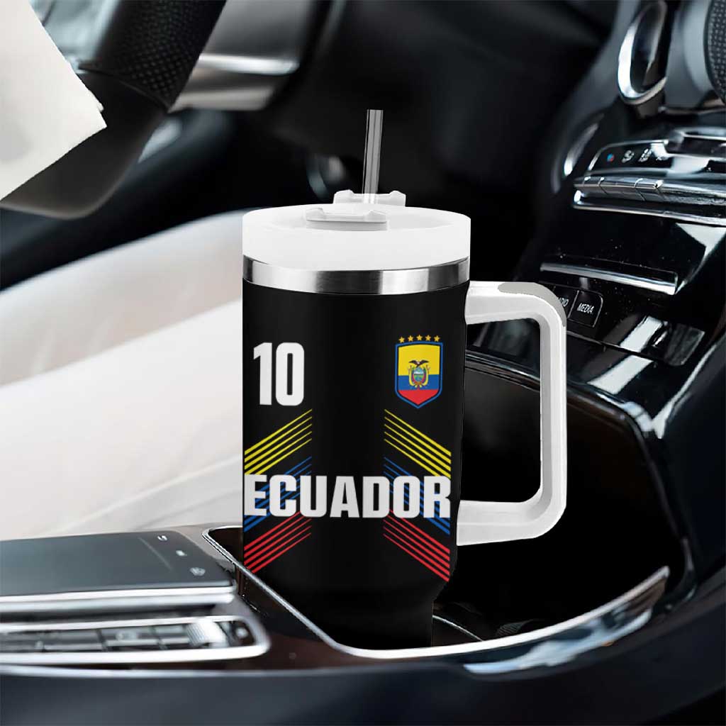 Ecuador Soccer Sports Graphic Number 10 Jersey Style Tumbler With Handle Proud Ecuadorian Football Fans Game Day Pride