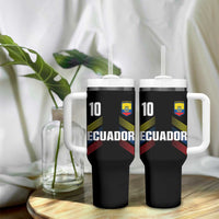 Ecuador Soccer Sports Graphic Number 10 Jersey Style Tumbler With Handle Proud Ecuadorian Football Fans Game Day Pride