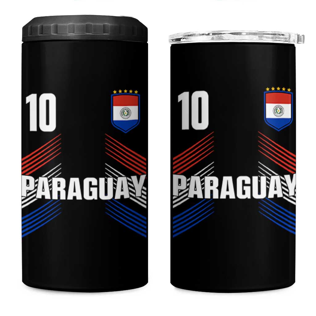 Paraguay Soccer Sports Graphic Number 10 Jersey Style 4 in 1 Can Cooler Tumbler Proud Paraguayan Football Fans Game Day Pride