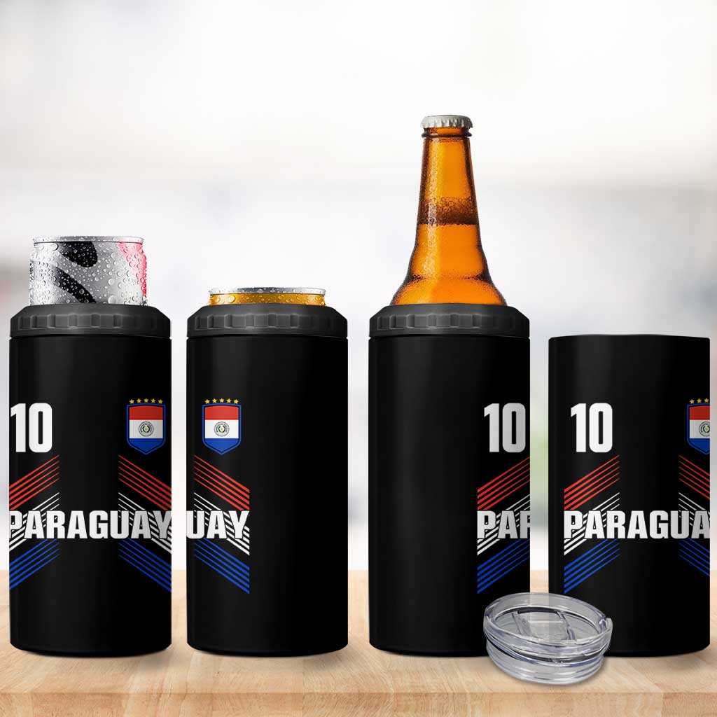 Paraguay Soccer Sports Graphic Number 10 Jersey Style 4 in 1 Can Cooler Tumbler Proud Paraguayan Football Fans Game Day Pride