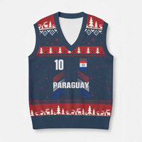 Paraguay Soccer Sports Graphic Number 10 Jersey Style V-Neck Knit Sweater Vest Proud Paraguayan Football Fans Game Day Pride