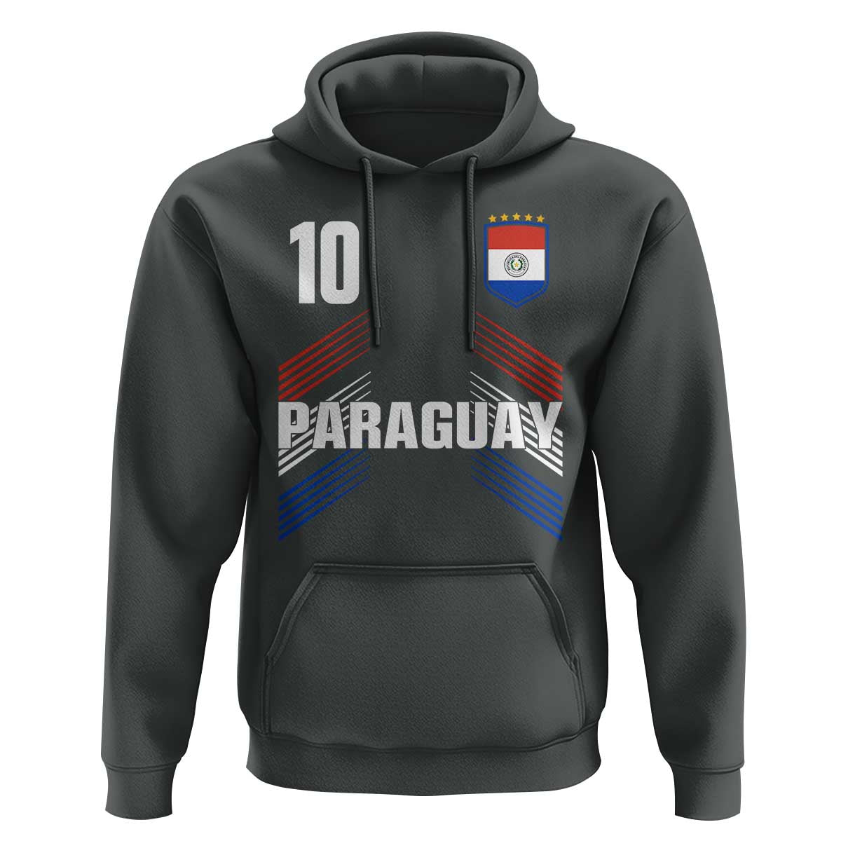 Paraguay Soccer Sports Graphic Number 10 Jersey Style Hoodie Proud Paraguayan Football Fans Game Day Pride