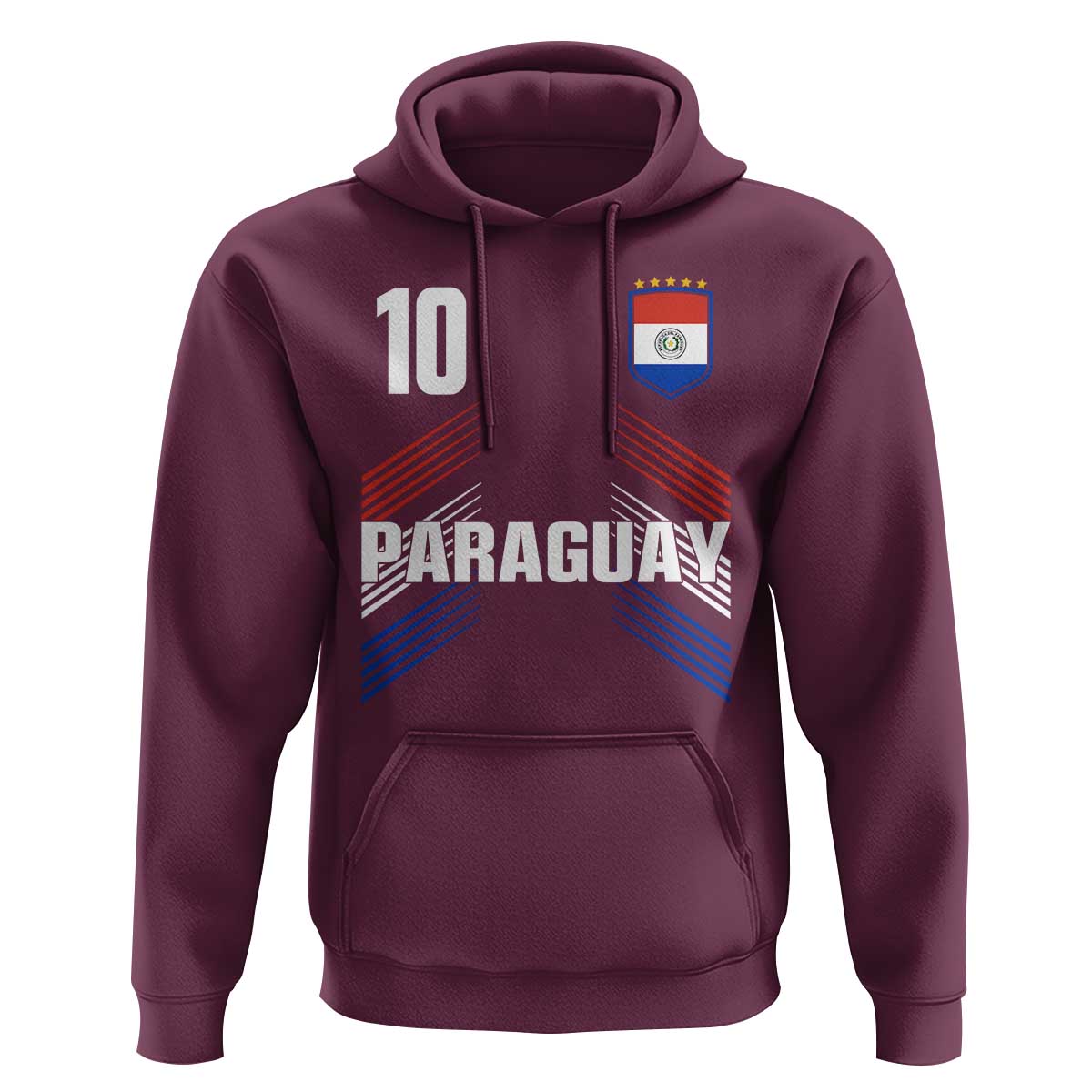 Paraguay Soccer Sports Graphic Number 10 Jersey Style Hoodie Proud Paraguayan Football Fans Game Day Pride