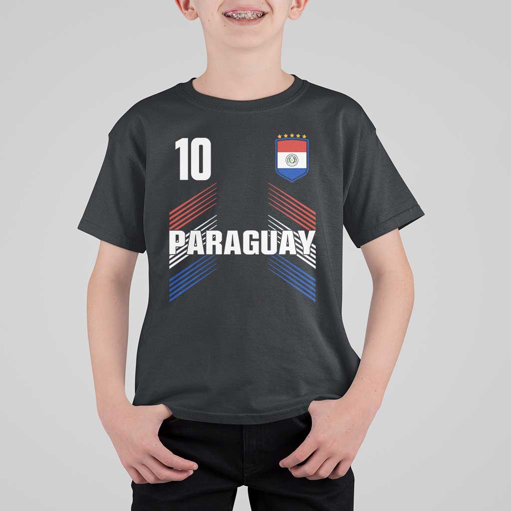 Paraguay Soccer Sports Graphic Number 10 Jersey Style T Shirt For Kid Proud Paraguayan Football Fans Game Day Pride
