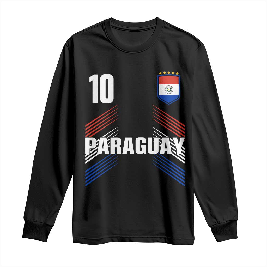 Paraguay Soccer Sports Graphic Number 10 Jersey Style Long Sleeve Shirt Proud Paraguayan Football Fans Game Day Pride