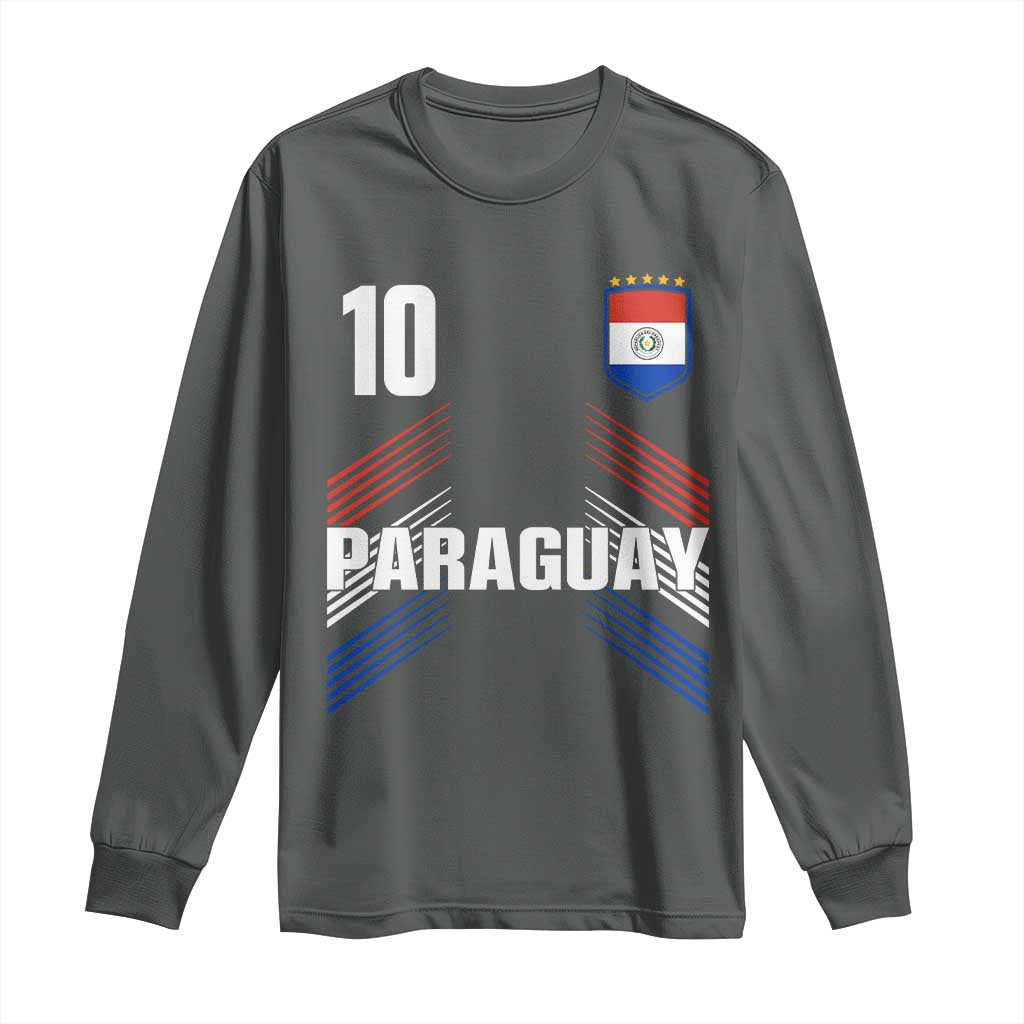 Paraguay Soccer Sports Graphic Number 10 Jersey Style Long Sleeve Shirt Proud Paraguayan Football Fans Game Day Pride