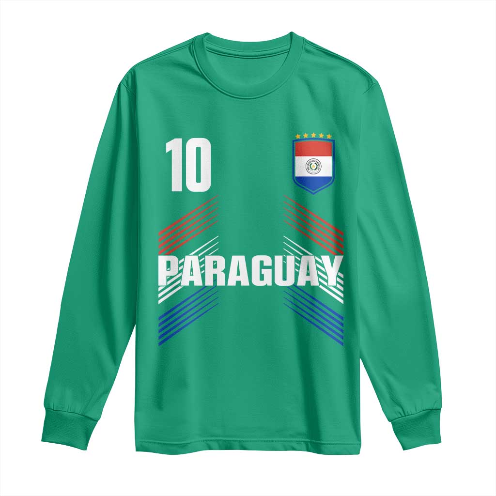 Paraguay Soccer Sports Graphic Number 10 Jersey Style Long Sleeve Shirt Proud Paraguayan Football Fans Game Day Pride