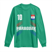 Paraguay Soccer Sports Graphic Number 10 Jersey Style Long Sleeve Shirt Proud Paraguayan Football Fans Game Day Pride