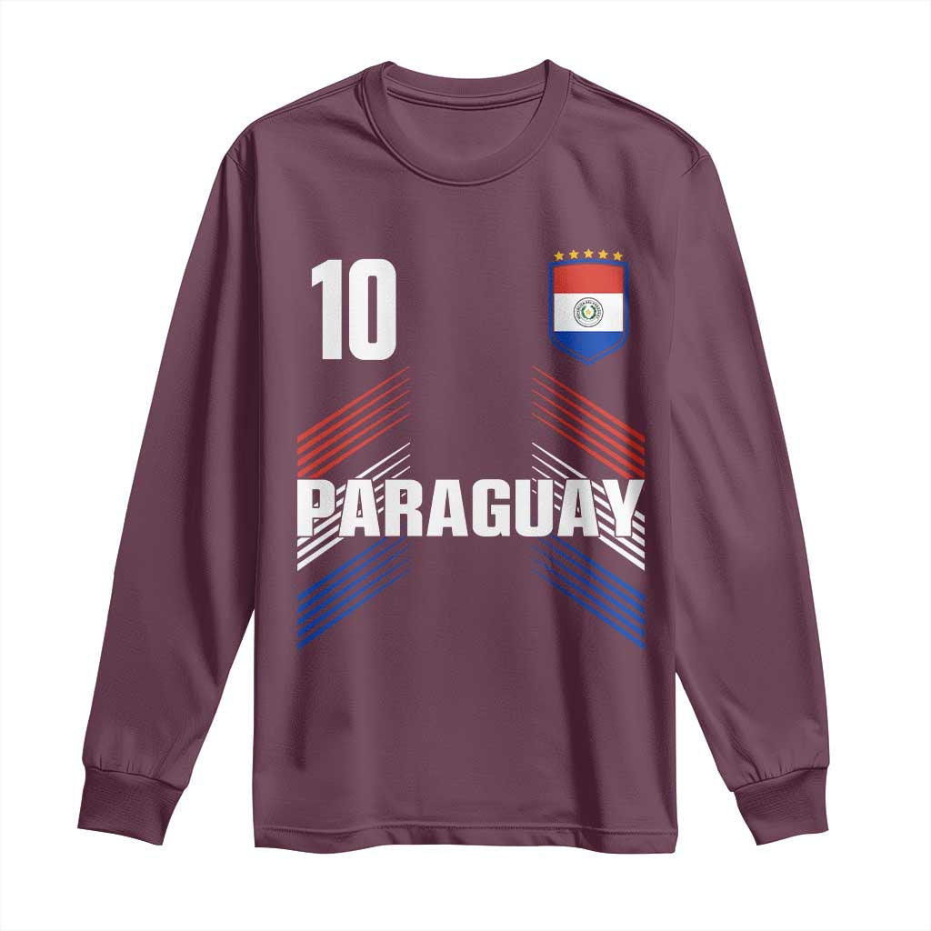 Paraguay Soccer Sports Graphic Number 10 Jersey Style Long Sleeve Shirt Proud Paraguayan Football Fans Game Day Pride