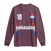 Paraguay Soccer Sports Graphic Number 10 Jersey Style Long Sleeve Shirt Proud Paraguayan Football Fans Game Day Pride