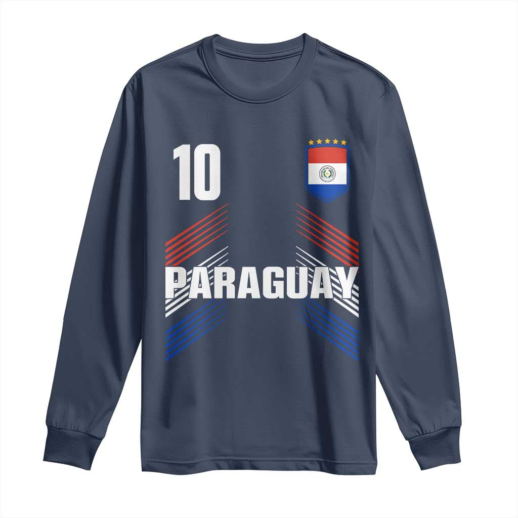 Paraguay Soccer Sports Graphic Number 10 Jersey Style Long Sleeve Shirt Proud Paraguayan Football Fans Game Day Pride