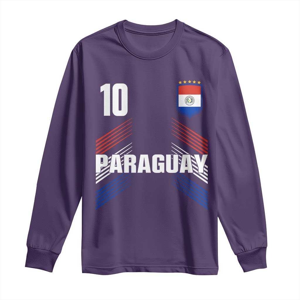 Paraguay Soccer Sports Graphic Number 10 Jersey Style Long Sleeve Shirt Proud Paraguayan Football Fans Game Day Pride