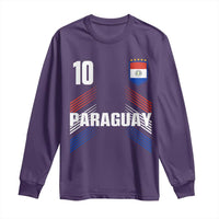 Paraguay Soccer Sports Graphic Number 10 Jersey Style Long Sleeve Shirt Proud Paraguayan Football Fans Game Day Pride