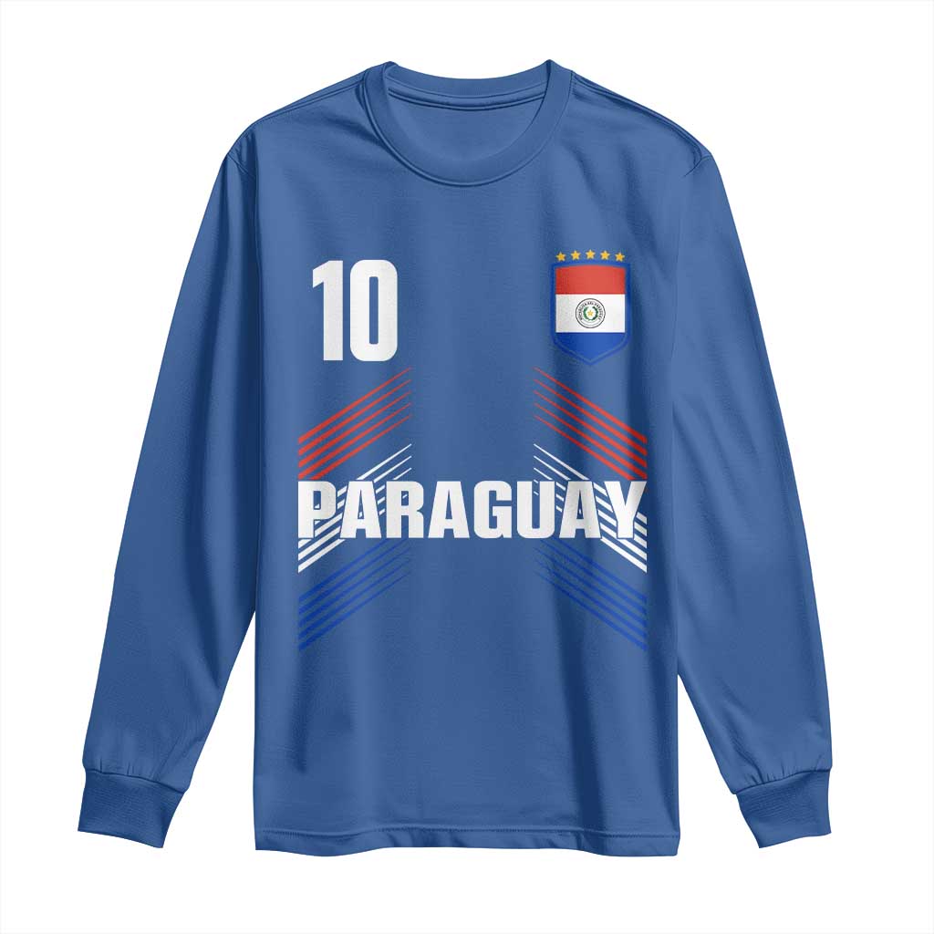 Paraguay Soccer Sports Graphic Number 10 Jersey Style Long Sleeve Shirt Proud Paraguayan Football Fans Game Day Pride