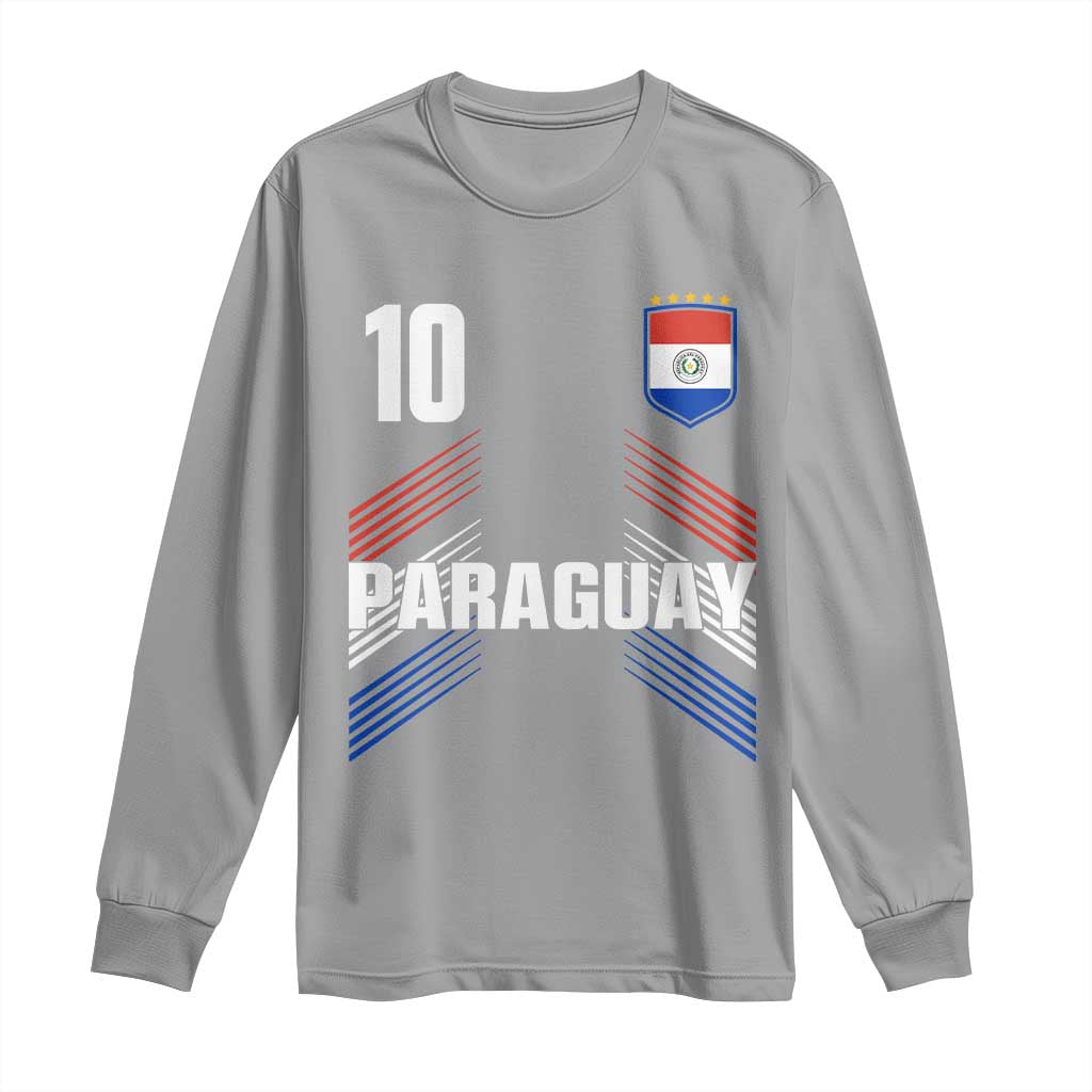 Paraguay Soccer Sports Graphic Number 10 Jersey Style Long Sleeve Shirt Proud Paraguayan Football Fans Game Day Pride