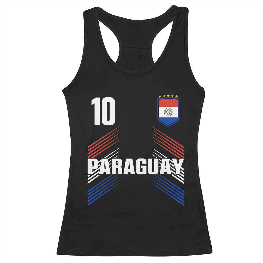 Paraguay Soccer Sports Graphic Number 10 Jersey Style Racerback Tank Top Proud Paraguayan Football Fans Game Day Pride