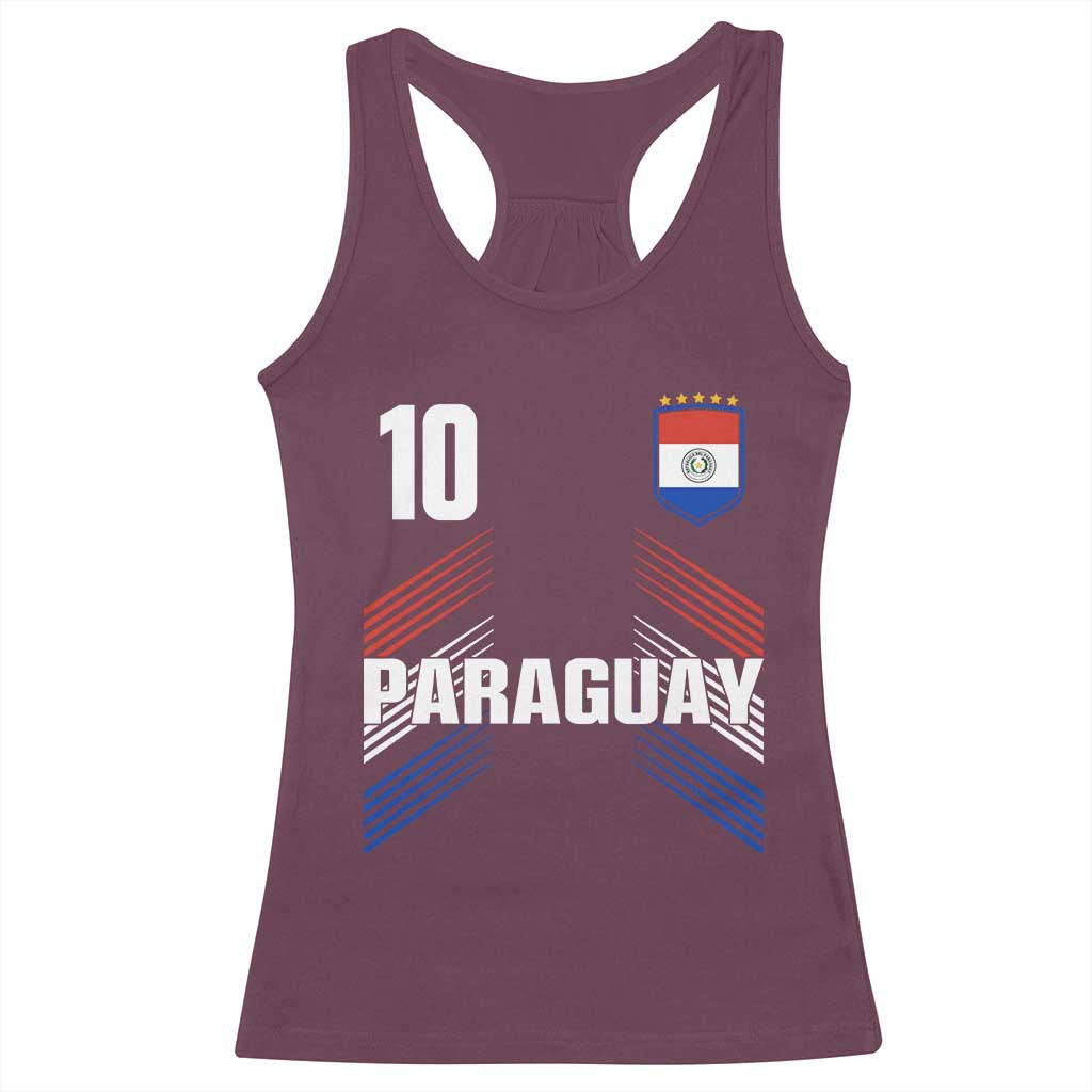 Paraguay Soccer Sports Graphic Number 10 Jersey Style Racerback Tank Top Proud Paraguayan Football Fans Game Day Pride