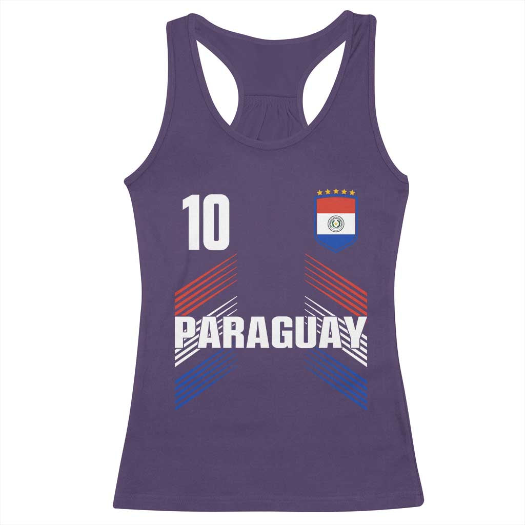 Paraguay Soccer Sports Graphic Number 10 Jersey Style Racerback Tank Top Proud Paraguayan Football Fans Game Day Pride