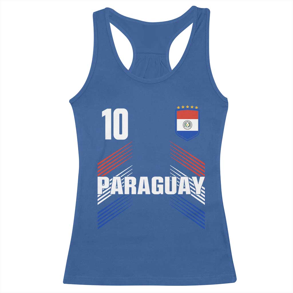 Paraguay Soccer Sports Graphic Number 10 Jersey Style Racerback Tank Top Proud Paraguayan Football Fans Game Day Pride