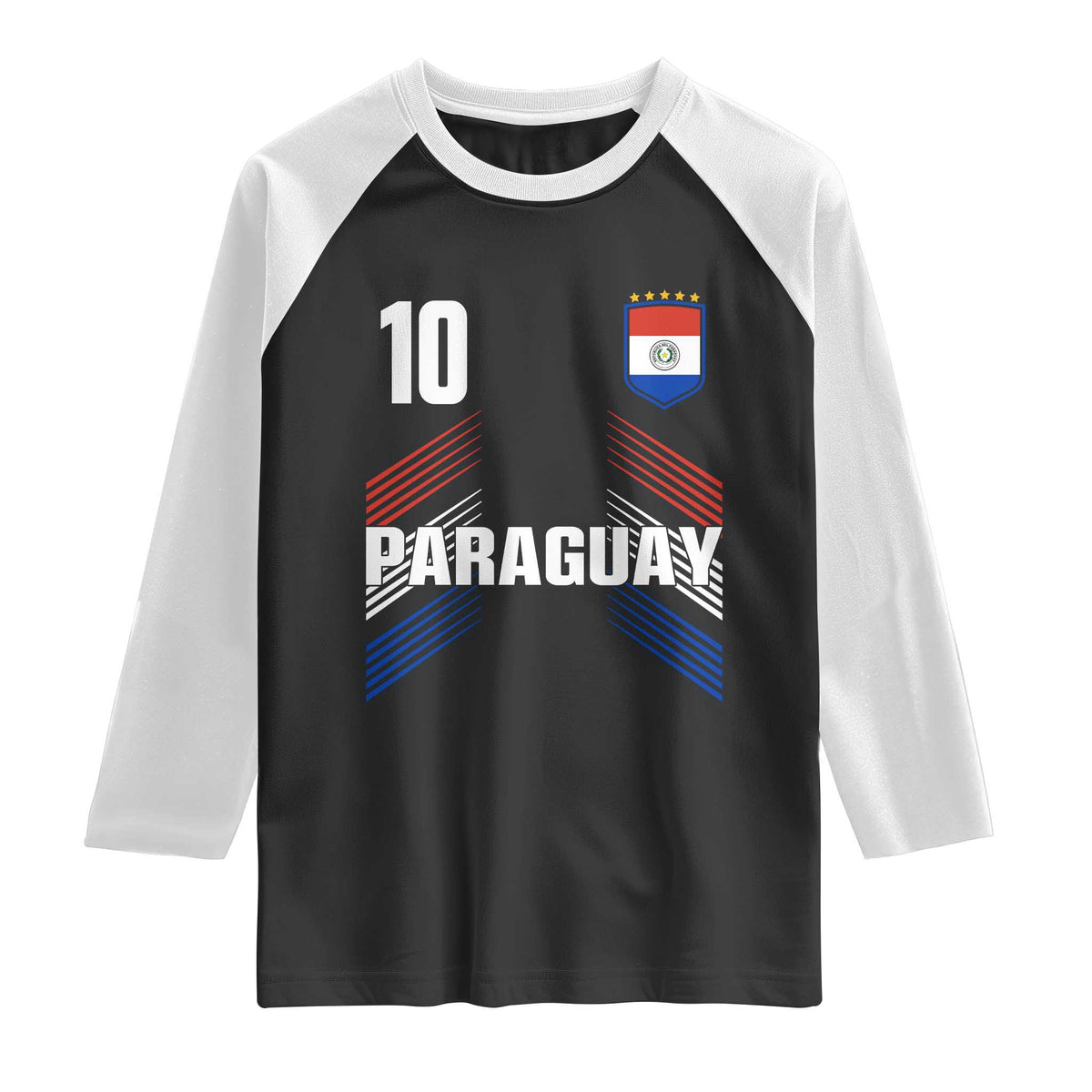Paraguay Soccer Sports Graphic Number 10 Jersey Style Raglan Shirt Proud Paraguayan Football Fans Game Day Pride