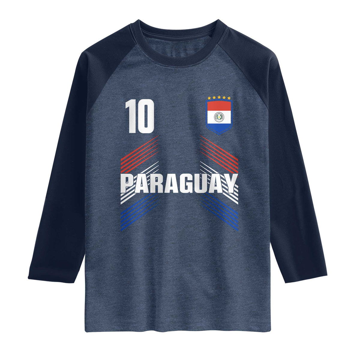 Paraguay Soccer Sports Graphic Number 10 Jersey Style Raglan Shirt Proud Paraguayan Football Fans Game Day Pride