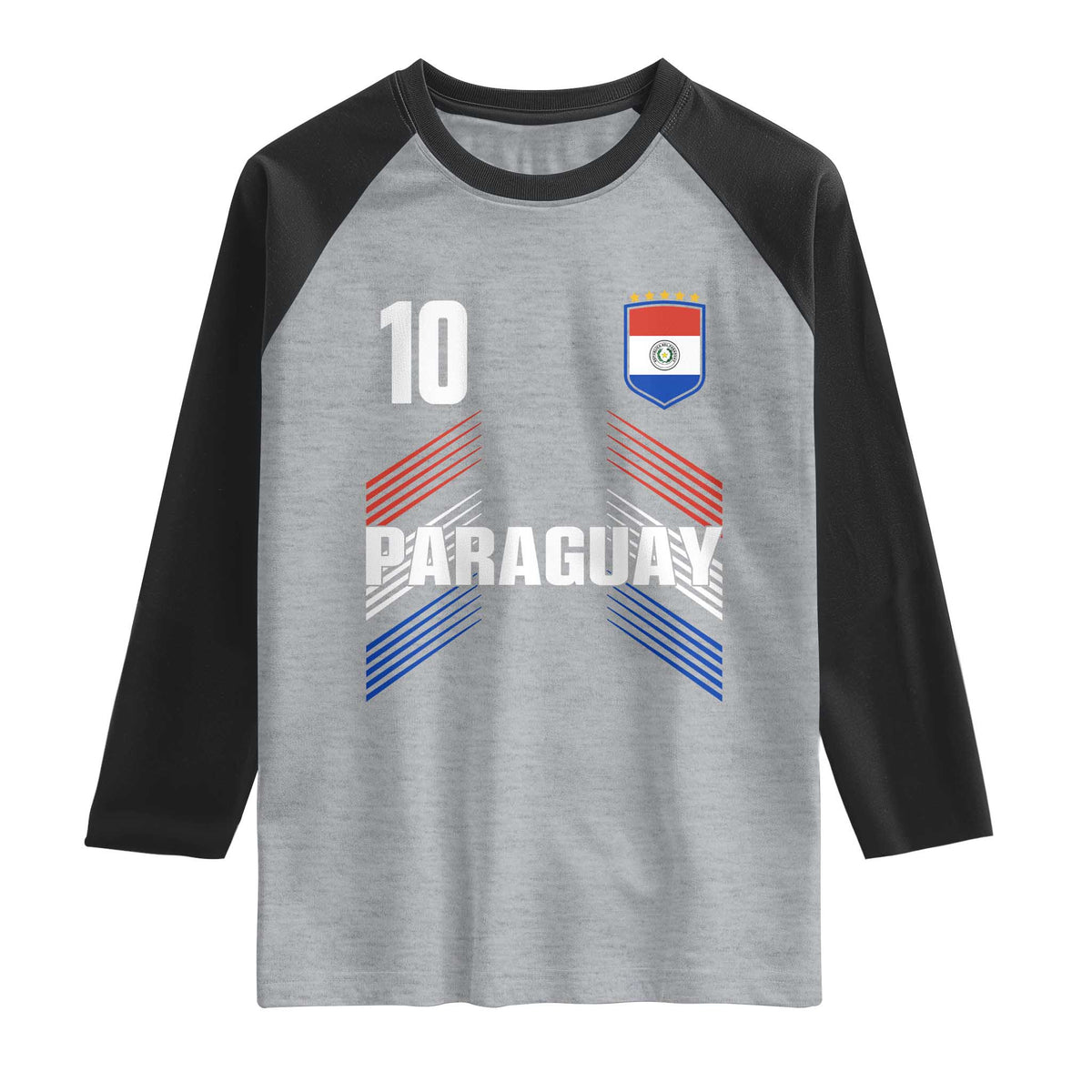 Paraguay Soccer Sports Graphic Number 10 Jersey Style Raglan Shirt Proud Paraguayan Football Fans Game Day Pride